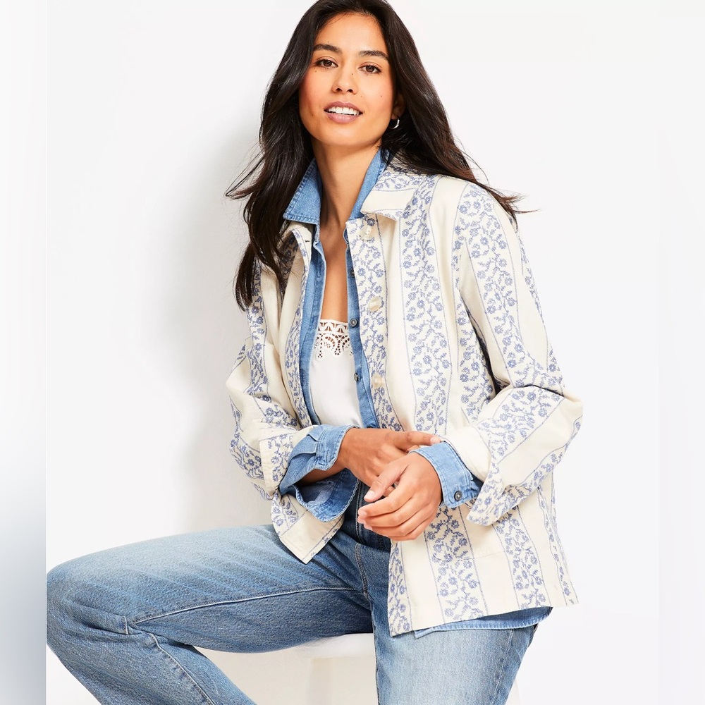 NWT Floral Striped Chore Jacket